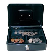 Top Brands | ValueX Metal Cash Box 250mm (10 Inch) Key Lock Black - CBBK10