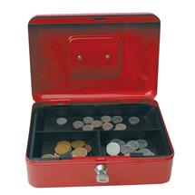 ValueX Metal Cash Box 250mm (10 Inch) Key Lock Red - CBRD10