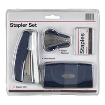 Manual Staplers | ValueX Stapler Staple Remover and Hole Punch Set Blue - SPSET03