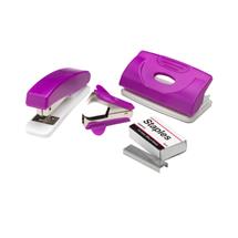 Manual Staplers | ValueX Stapler Staple Remover and Hole Punch Set Purple - SPSET17