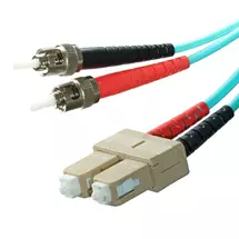 Cablenet | Cablenet 10m OM3 50/125 ST-SC Duplex Aqua LSOH Fibre Patch Lead
