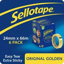 Sellotape Original Golden Tape Easy Tear Extra Sticky 24mmx66m Case 72