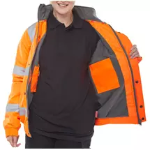 Beeswift Bomber Jacket Fleece Lined High Vis Orange Large (Pack 1)