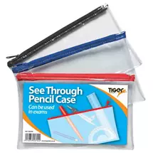 Tiger Exam Pencil Case Clear Assorted PK12 - 300794