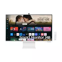 Everyday Monitors | Samsung 32" M80D UHD White Smart Monitor with Speakers and Remote