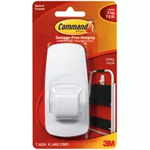 3M Command Jumbo Utility Hook With Command Adhesive Strips White