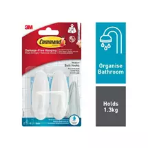 3M Command Medium Bath Oval Hooks With Command Adhesive Strips White