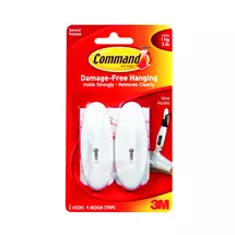 3M Command Medium Wire Hooks With Command Adhesive Strips White (Pack