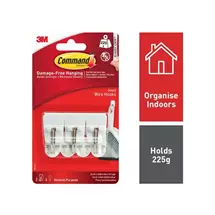 3M Command Small Wire Hooks With Command Adhesive Strips White (Pack