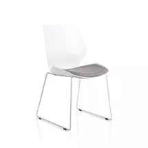 Dynamic Florence Sled Visitor Chair With White Frame and Grey Fabric