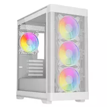 PC Cases | Vida Zephyr V2 White ARGB Gaming Case w/ Glass Window, Micro ATX, 4x