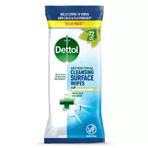 Dettol Antibacterial Biodegradable Cleansing Surface Wipes (Pack 72)