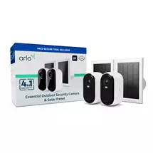 Arlo Essential 2K Outdoor Security Camera & Solar Panel, 2-pack