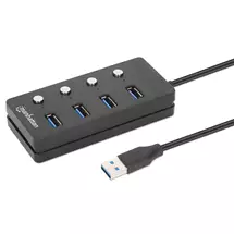 Manhattan USBC Dock/Hub, Ports (x4) with on/off switch for each port: