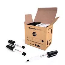 Show-Me | Show-me Basics Mini Whiteboard Pens Black (Box 30) - EMWM30