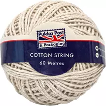 Pukka Post & Packaging Cotton String Twine Ball 60m (Pack 4)