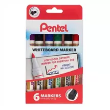 Pentel Everyday Whiteboard Marker 6piece Cardboard Wallet Assorted