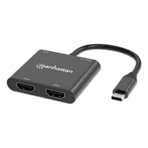Manhattan USBC to Dual HDMI & USBA Adapter, Dual 4K@30Hz or Single