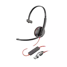 Poly Blackwire 3210 Monaural USB-C Headset +USB-C/A Adapter (Bulk)