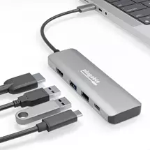 Network Equipment | Plugable Technologies USB C Hub Multiport Adapter, 4 in 1, 100W Pass