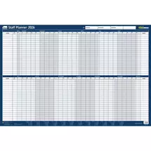 Sasco 2026 Staff Year Wall Planner 915W x 610mmH With Wet Wipe Pen &