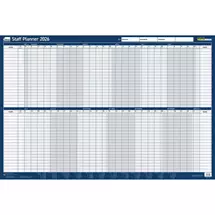 Sasco 2026 Staff Year Wall Planner 915W x 610mmH With Wet Wipe Pen &