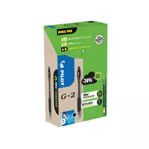 Pilot G-2 GREEN PACK Retractable gel pen Medium Black 12 pc(s)