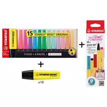 BOSS ORIGINAL Highlighter Yellow (Pack 10)+ Deskset Asst  (Pack