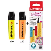 BOSS ORIGINAL Highlighter Yellow (Pack 10)+Orange(Pack 10) + POINT 88