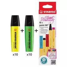 BOSS ORIGINAL Highlighter Yellow (Pack 10)+Green (Pack 10) + POINT 88