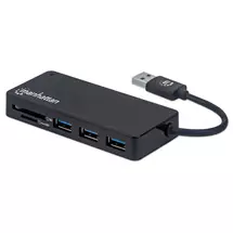 Manhattan USBA 3Port Hub with Card Reader, 3x USBA ports, 5 Gbps (USB