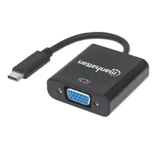 Manhattan Graphics Adapters | Manhattan USBC to VGA Converter Cable, 1080p@60Hz, Black, 8cm, Male to
