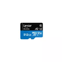 Lexar | Lexar 633x. Capacity: 512 GB, Flash card type: MicroSDXC, Flash memory