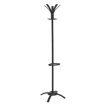 Alba Coat Stand 5 Pegs Plus 5 Mini Pegs Steel H175cm Black - PMCLEO N