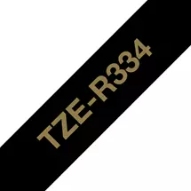 Brother TZE-R334 label-making tape Gold on black | Quzo UK