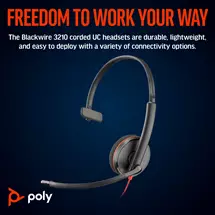 Poly Blackwire 3210 Monaural USB-C Headset +USB-C/A Adapter