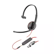 Poly Blackwire 3215 Monaural USBC Headset +3.5mm Plug +USBC/A