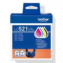 Brother LC521VAL Genuine Ink Cartridge Value Pack | Quzo UK