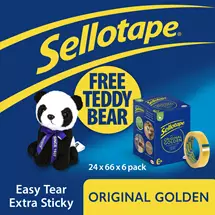 Sellotape Original Easy Tear Extra Sticky Golden Tape 24mm x 66m (Pack