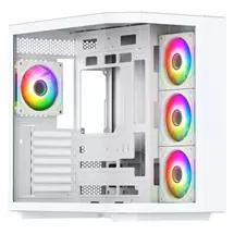 Vida Edge White ARGB Gaming Cube Case w/ Glass Side, Front & Corner,