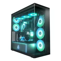 Tempered Glass PC Case | ARCTIC Xtender VG (Mirror Black) Premium EATX PC Case with Vertical
