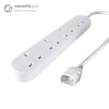 Power Cables | connektgear 2m 4 Way Power Extension Block C14 Plug to 4 x UK Sockets