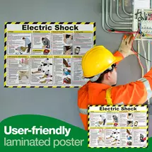 Safety First Aid | Electric Shock First Aid Laminated Guidance Poster A2 - A601