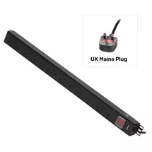 Three-phase | Lindy 12 Way UK Mains Sockets, Vertical PDU with UK Mains Plug