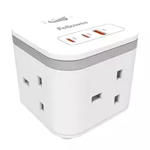 FELLOWES | Fellowes Power Cube with 3 Power Socket Extension USBA & USBC Ports