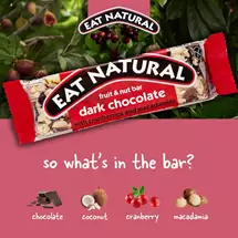 Top Brands | Eat Natural Dark Chocolate Fruit & Nut Gluten Free Bar 40G (Pack 12 X