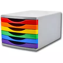 Drawer Sets | Deflecto 180mm Drawer Tower Unit 6 x 30mm Rainbow Colours - CP146YTRBW