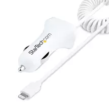 Startech Mobile Device Chargers | StarTech.com Lightning Car Charger with Coiled Cable, 1m Coiled