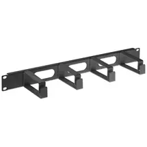 Ic Intracom | Intellinet 19" Cable Management Panel, 1U, 4 long plastic rings, Black