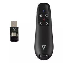 V7 | V7 WP500C Wireless Presenter Dual USBC + USBA  2.40 GHz RF  Black  Red
